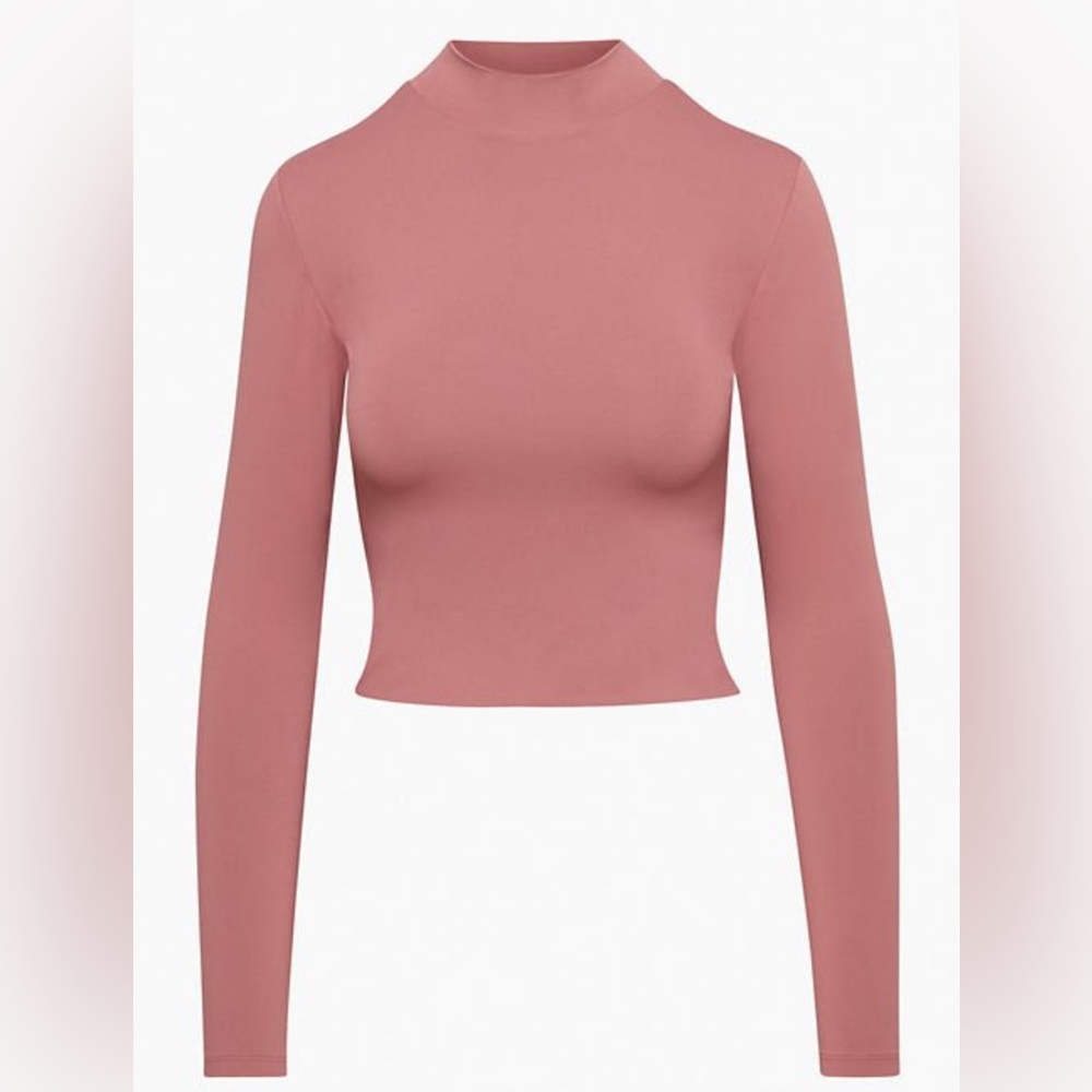 ARITZIA Babaton Dusty Rose Long Sleeve Mock Neck Crop Top